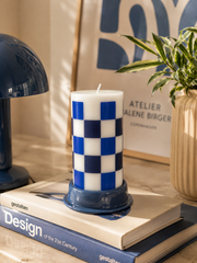 Column Candle Off White & Blue / S Damier