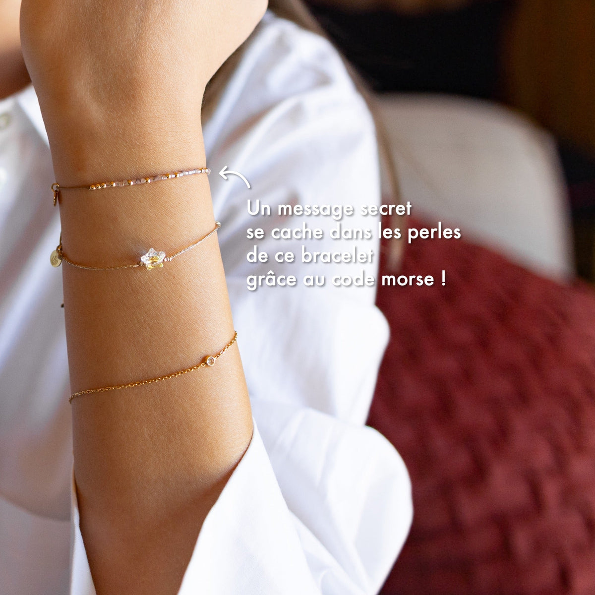 Bracelet pastel happy taupe argent