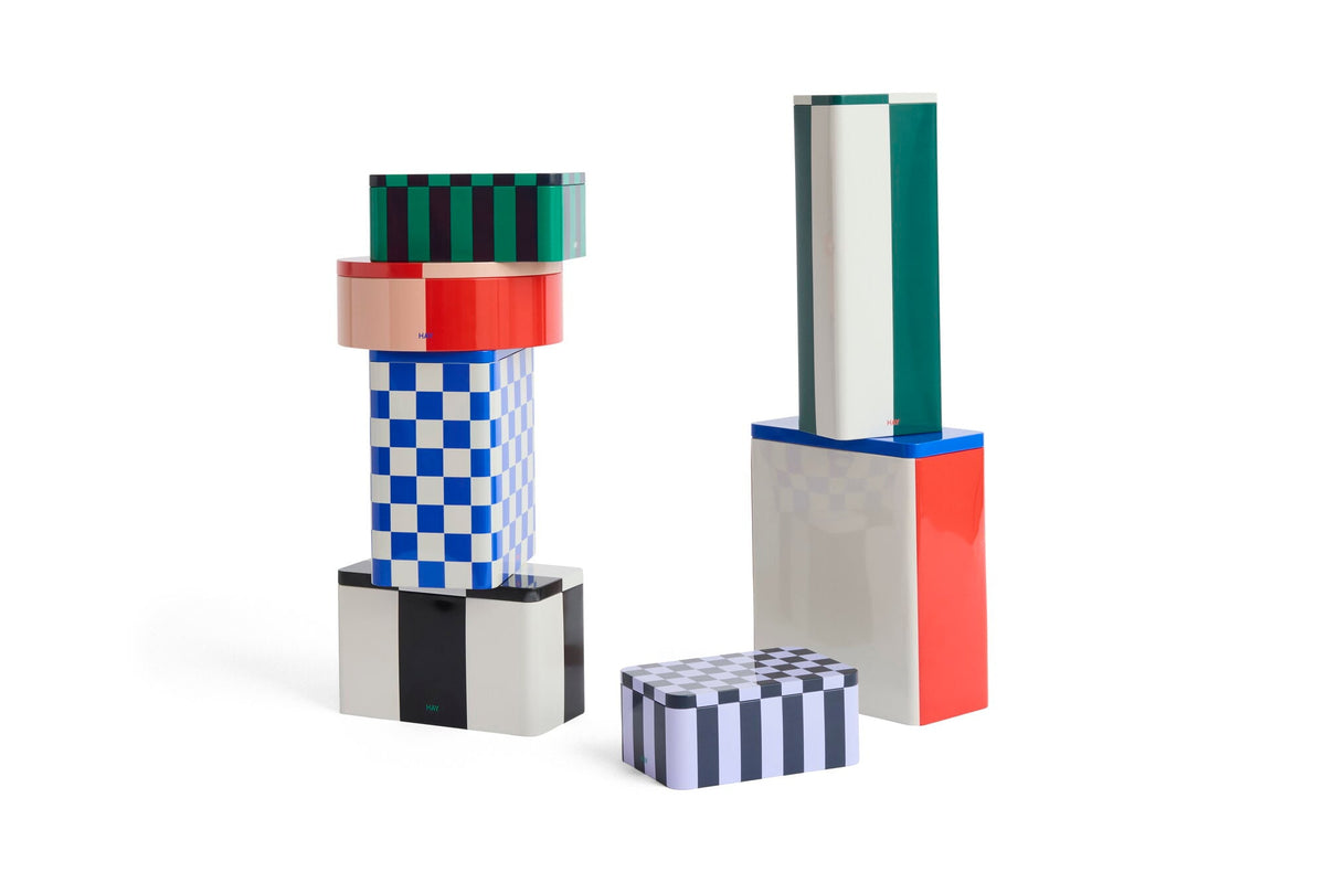Tin Container-Slim-Green and off-white