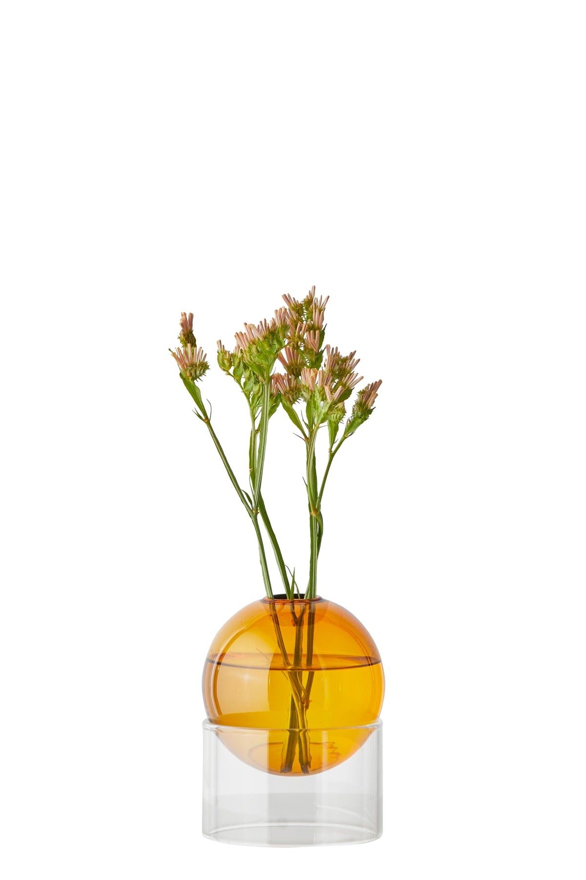 Standing flower bubble, low tube, amber, 802050a