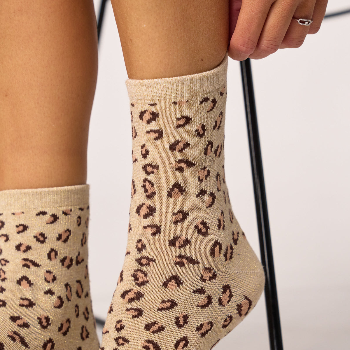 Chaussettes léopard pailletées - Kaki