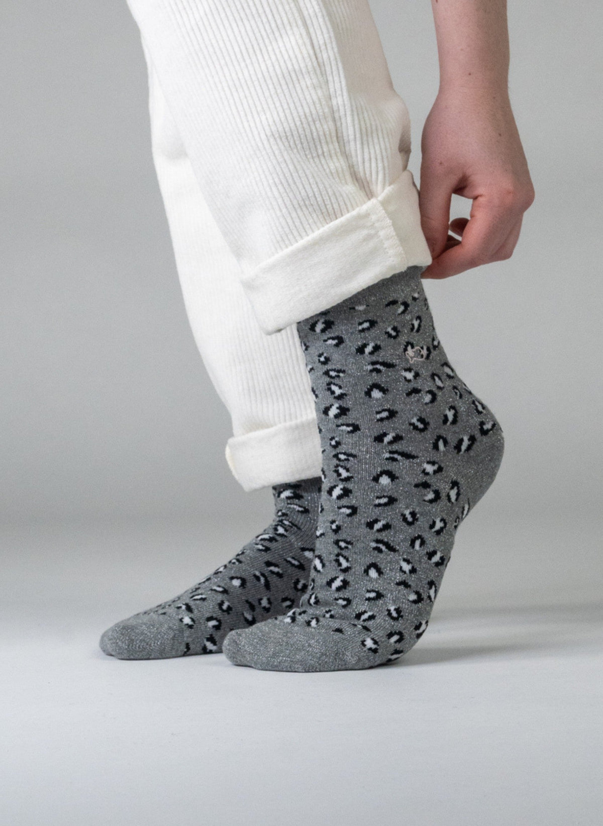 Chaussettes léopard pailletées - Kaki