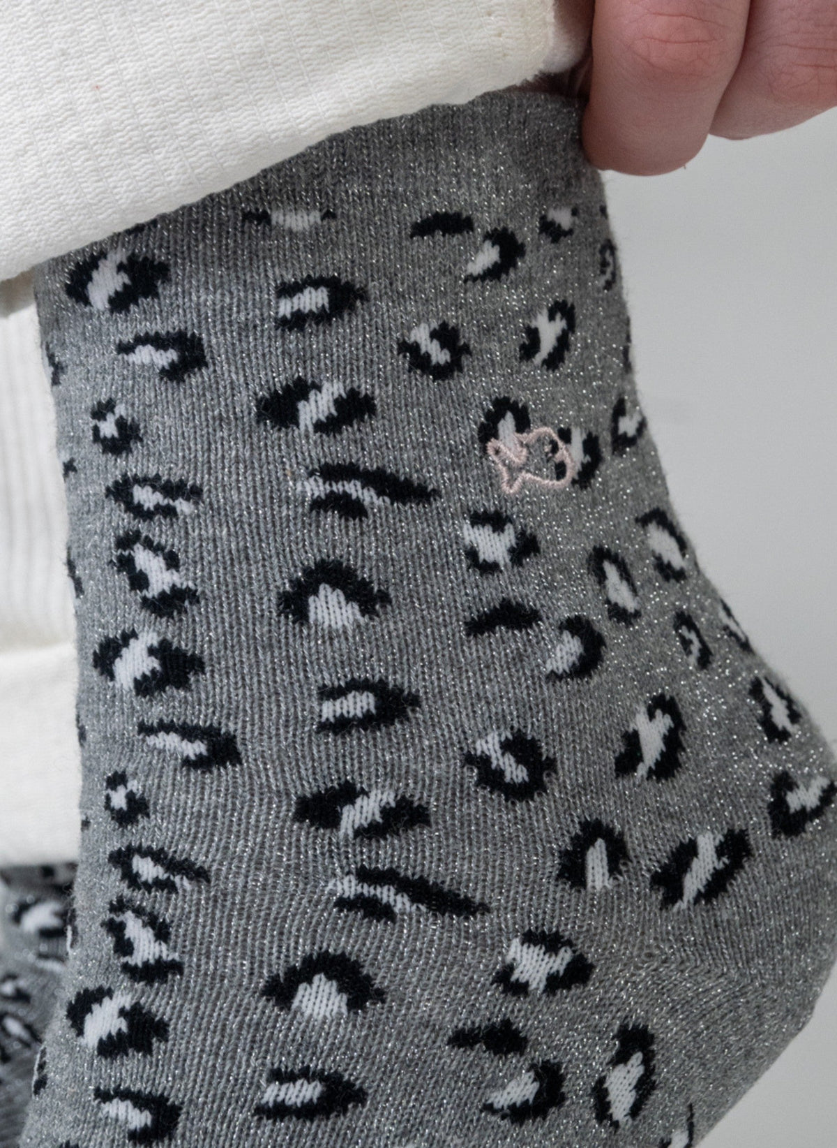 Chaussettes léopard pailletées - Kaki