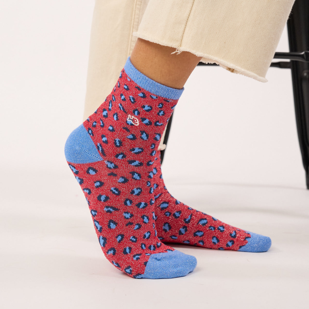 Chaussettes léopard pailletées - Kaki