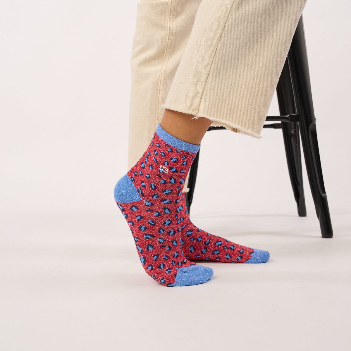 Chaussettes léopard pailletées - Kaki