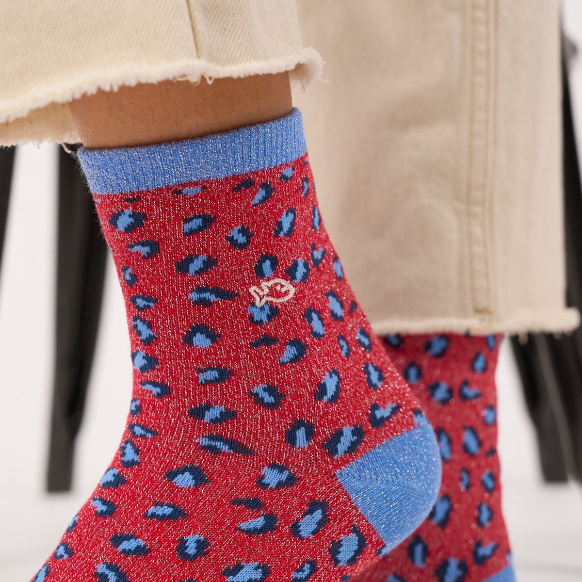 Chaussettes léopard pailletées - Kaki